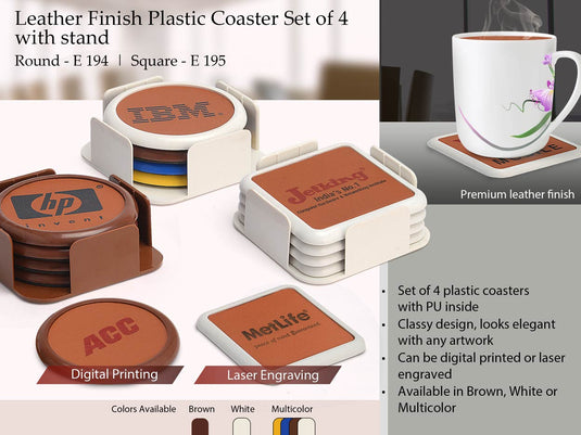 Leather Finish Plastic Coaster (square)